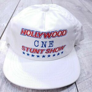 Vintage Hollywood CNE Stunt Show Baseball Hat Cap White Snapback Cameron Canada